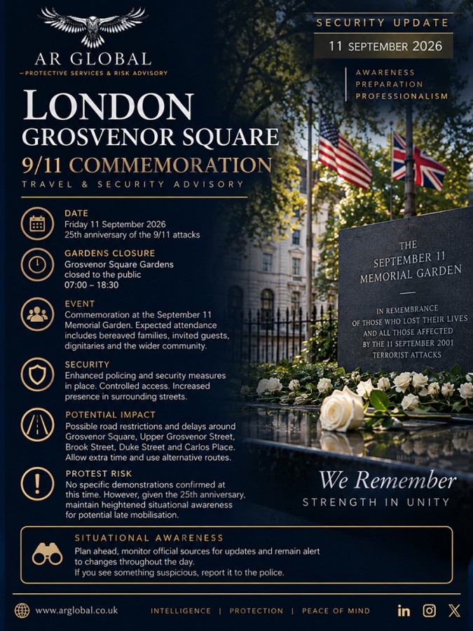 Security Update: 9/11 Commemoration at Grosvenor Square