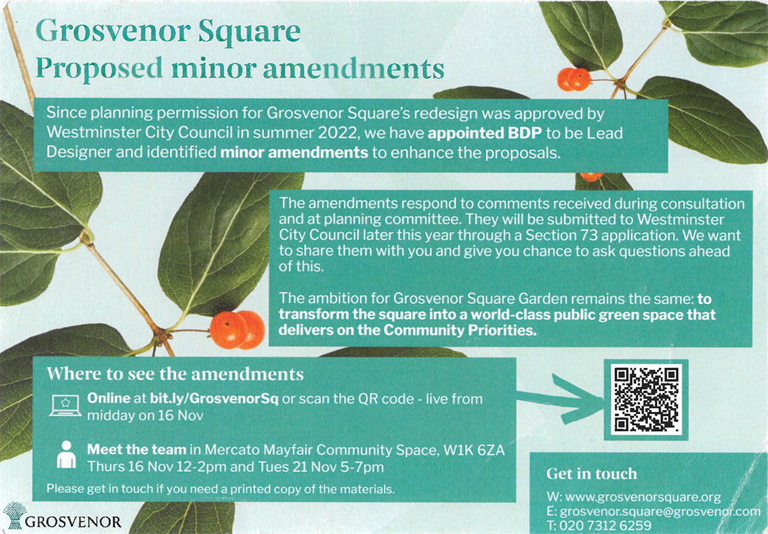 Grosvenor Square: Proposed minor amendments - Click here to view this entry