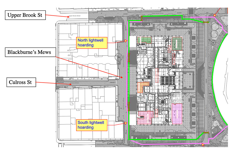 Hoarding/Light Well Works Blackburne's Mews - Click here to view this entry