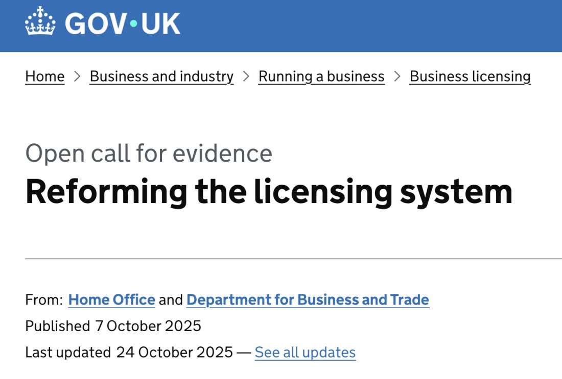 Closes Soon - Licensing Reform - Call for Evidence! - Click here to view this entry