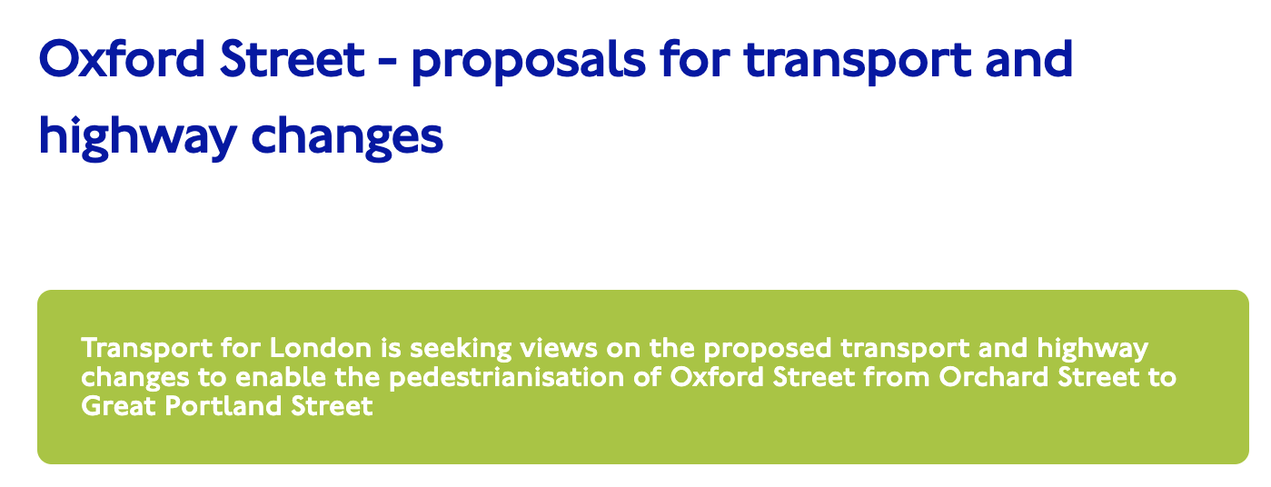 IMPORTANT - Oxford Street Consultation!